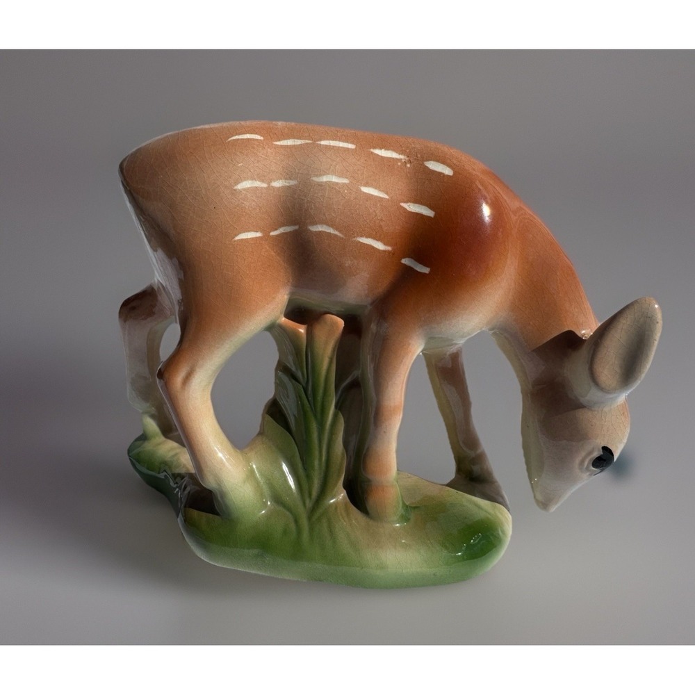 Vintage Ceramic Deer Figurine 1950 - 1970 Mid Century Cottage Core Granny Core